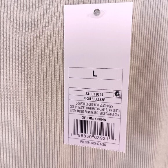 Wild Fable Cropped Ribbed Double V Neck Tee Nickel Gray Stretch Women L NWT - Picture 5 of 5